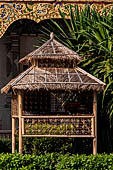 Chiang Mai - The Wat Chedi Luang, the viharn, or worship hall, additional items in front of the facade. 